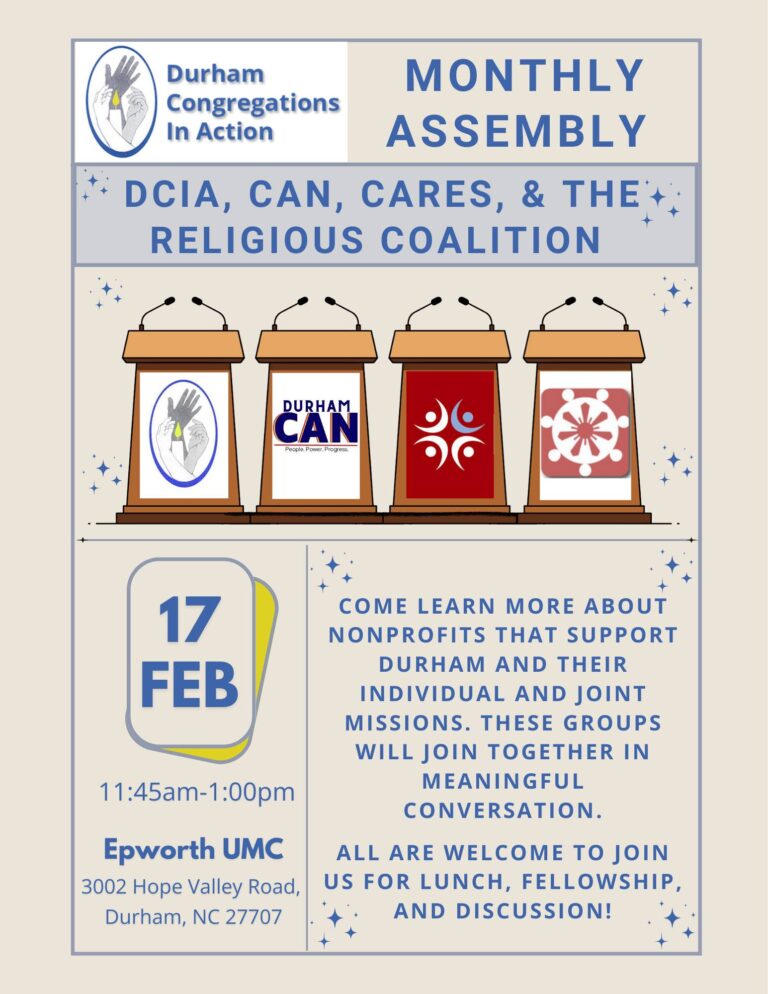 monthly assembly at Epworth UMC, Feb.17, 11:45am