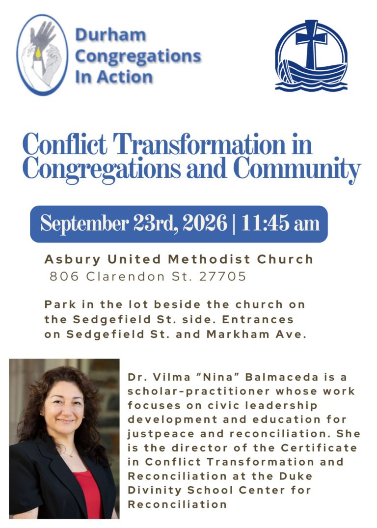 monthly assembly on Sept.23 at 11:45am at Asbury UMC Durham, NC 27705