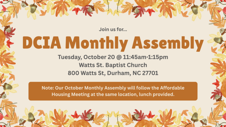 Oct.20 strategic plan meeting at Watts St. Baptist Church at 11:45am